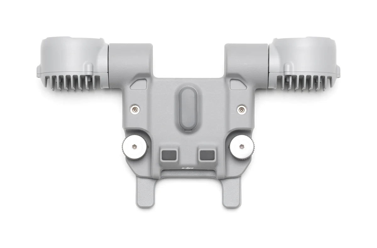 Top and rear view of the DJI AL1 Spotlight showing the mounting bracket and heat-sink fins
